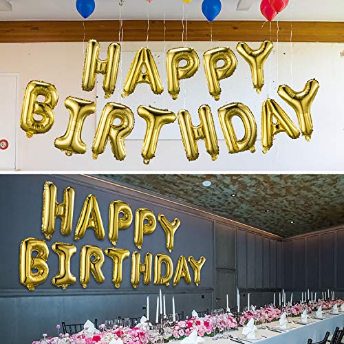 Happy Birthday Banner (3D Gold Lettering) Mylar Foil Letters | Inflatable Party Decor and Event Decorations for Kids and Adults | Reusable, Ecofriendly Fun Happy Birthday Banner (3D Gold Lettering) Mylar Foil Letters | Inflatable Party Decor and Event Decorations for Kids and Adults | Reusable, Ecofriendly Fun
